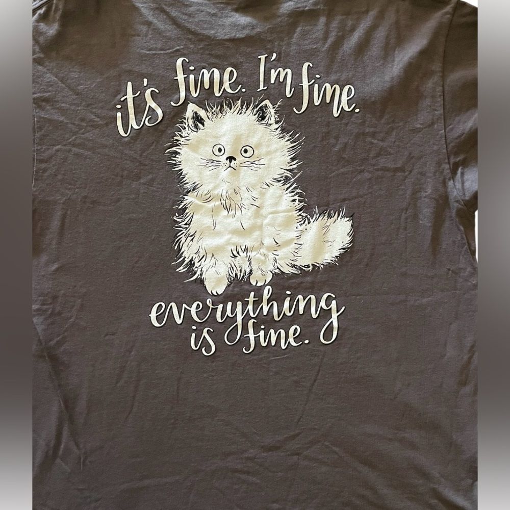 SOUTHERN ATTITUDE T SHIRT CAT T SHIRT WOMEN SIZE X LARGE GRAY ITS FINE, IM FINE - Picture 4 of 4